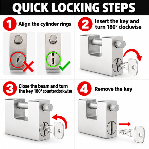 D-Shaped Heavy-Duty Shipping Container Padlock with 5 Keys