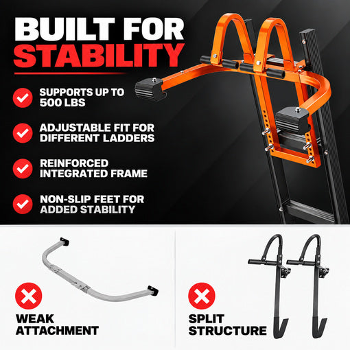 2-in-1 Heavy Duty Ladder Stabilizer with Roof Hooks