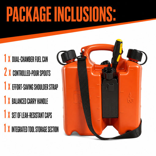 On-The-Go Dual-Chamber Chainsaw Fuel and Bar Oil Can