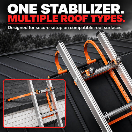 2-in-1 Heavy Duty Ladder Stabilizer with Roof Hooks