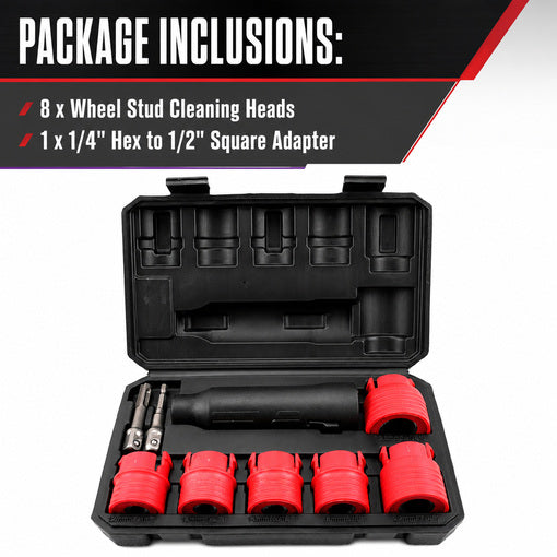 9PCS Wheel Stud Cleaner Tool Kit Rust and Debris Removal Set