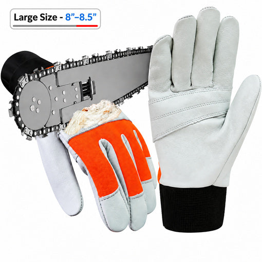 Chainsaw Gloves Saw Protection on Left Hand Back