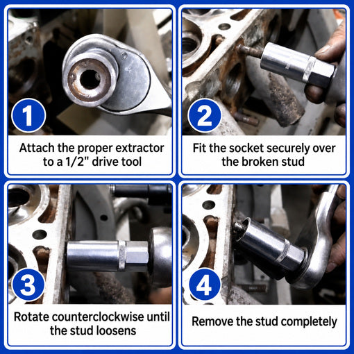4-Piece 1/2" Drive Stud Extractor Set
