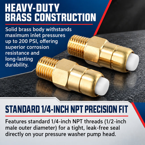 Pressure Washer Pump 1/4 Inch NPT Thermal Release Valve Replacement