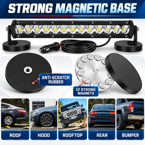 14-Inch 200W Tractor Portable Magnetic Work Light Bar