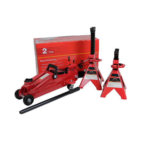 2-Ton Hydraulic Floor Jack With Jack Stand Set