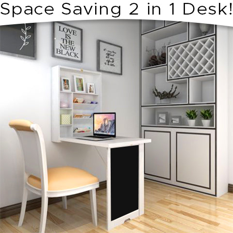 24 Inch Wall Mounted Desk and Chalkboard