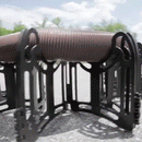 Extending the sewer hose support and collapsing so it can be carried