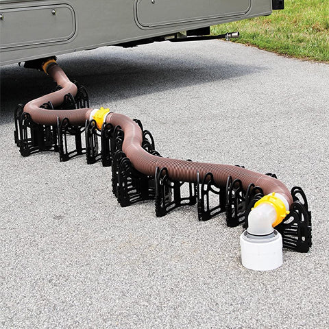 Image of the extended sewer hose support