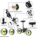 3 Wheel Foldable Golf Push Cart