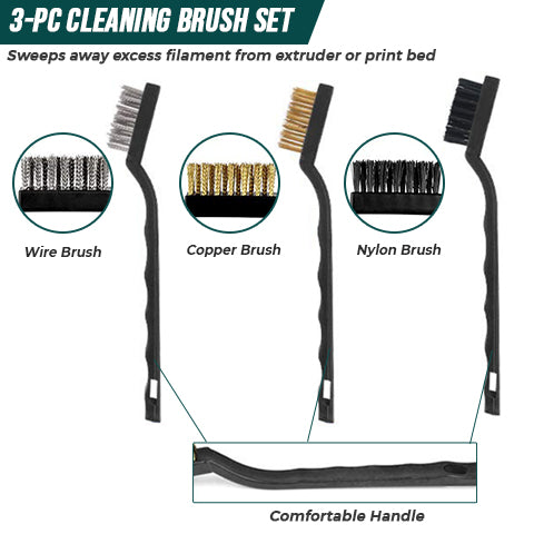 3D Printer Tool Kit - 3 pc Cleaning Brush Set