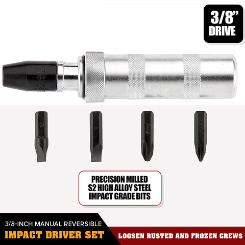 3/8-Inch Drive Manual Reversible Impact Driver Set