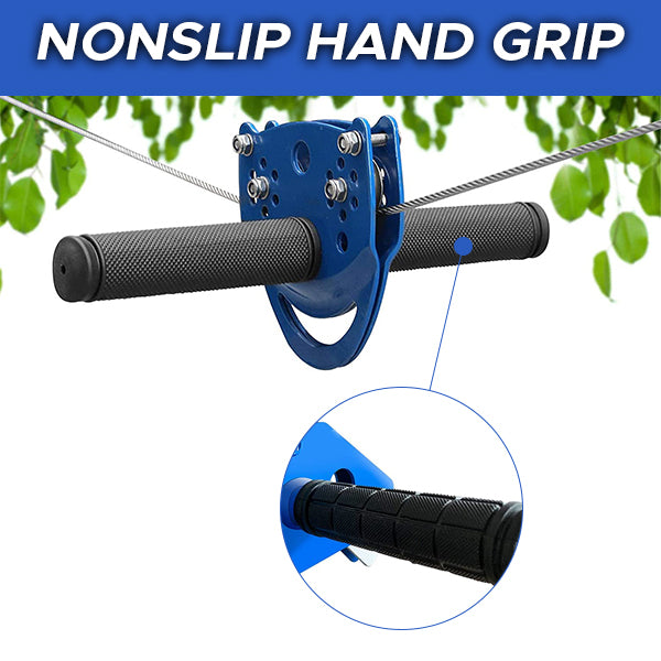 95 Foot Zip Line Kit with nonslip hand grip