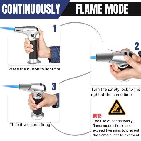 Refillable Butane Torch with Safety Lock