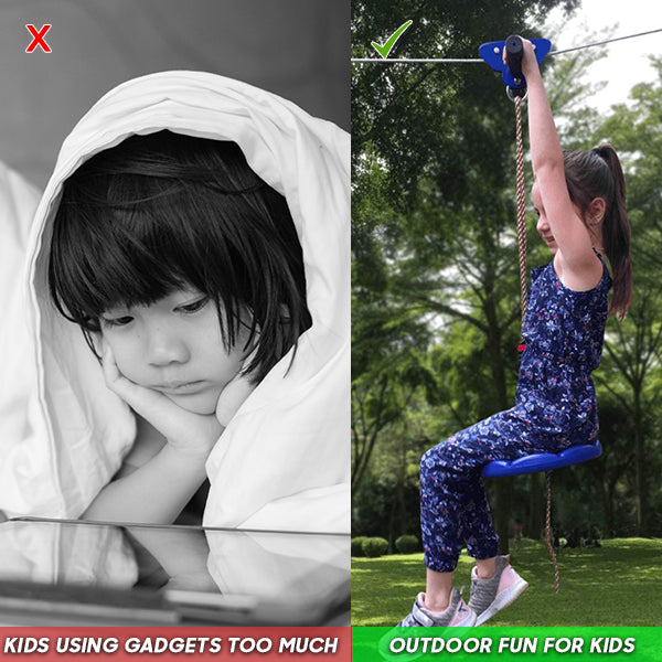 Using gadgets vs using 95 Foot Zip Line Kit 