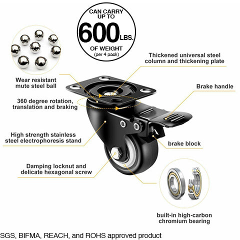 Caster Furniture Swivel Wheels (Set of 4)