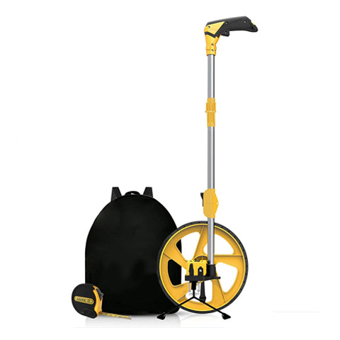 Collapsible measuring wheel with backpack and tape measure
