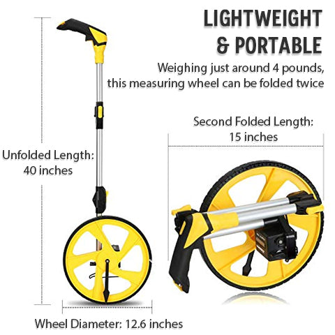 Lightweight and portable measuring wheel