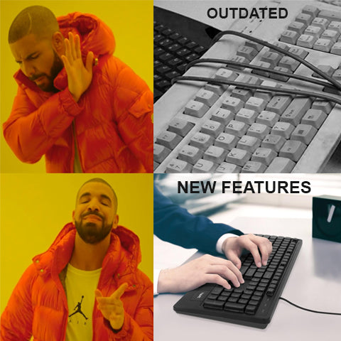 Outdated keyboard VS Ergonomic RGB Keyboard with new features