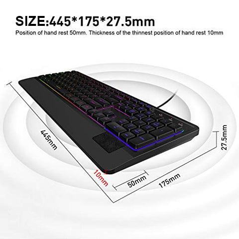 Ergonomic RGB Keyboard Size