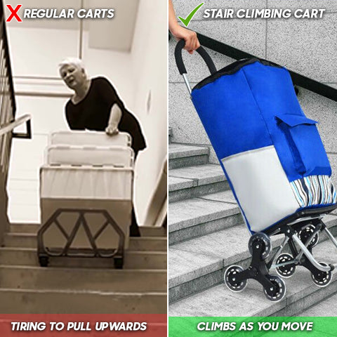 Using regular carts VS using Foldable Stair Climbing Cart
