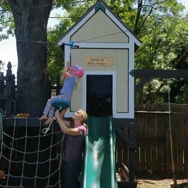 95 Foot Zip Line Kit being used