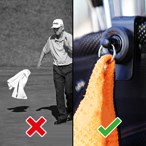 Comparison of using a Golf Bag Latch-It Accessory and without it