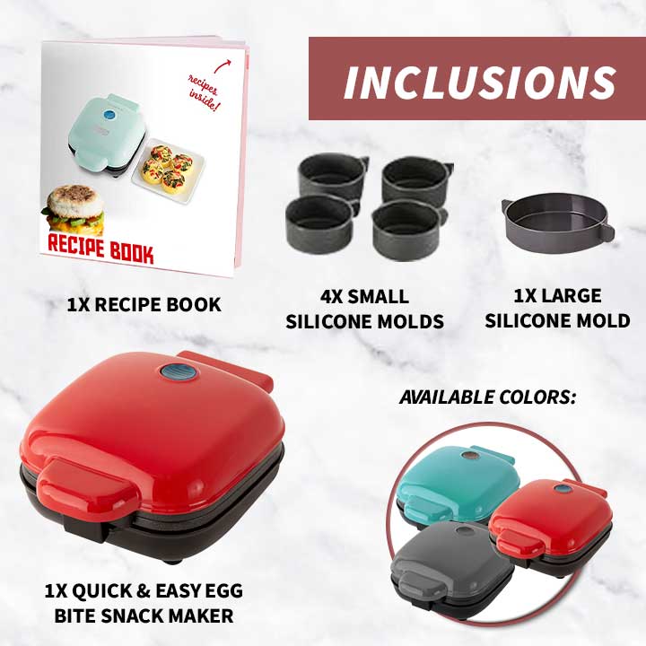 Dash Egg Bite Maker Aqua Color W/Instruction Manual Recipe Guide