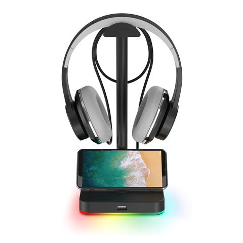 RGB Headphone Stand with USB Hub
