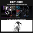 Compatible with all types of headphones; with a backside hook for cable management