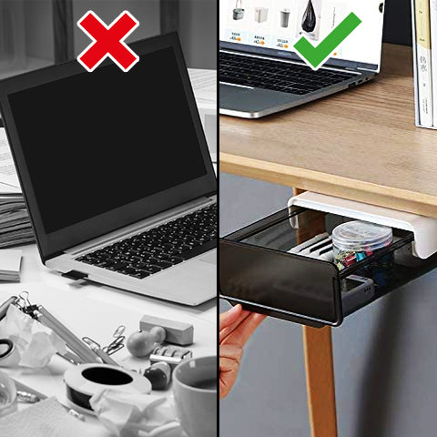 Without using an under desk drawer VS using our Under Desk Drawer