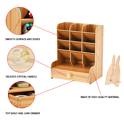 Wooden Desk Organizer features